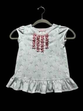 Bitty Baby American Girl Medium 4/5‎ Lambie PJ Pajama Top Ruffle Green Pink Rare
